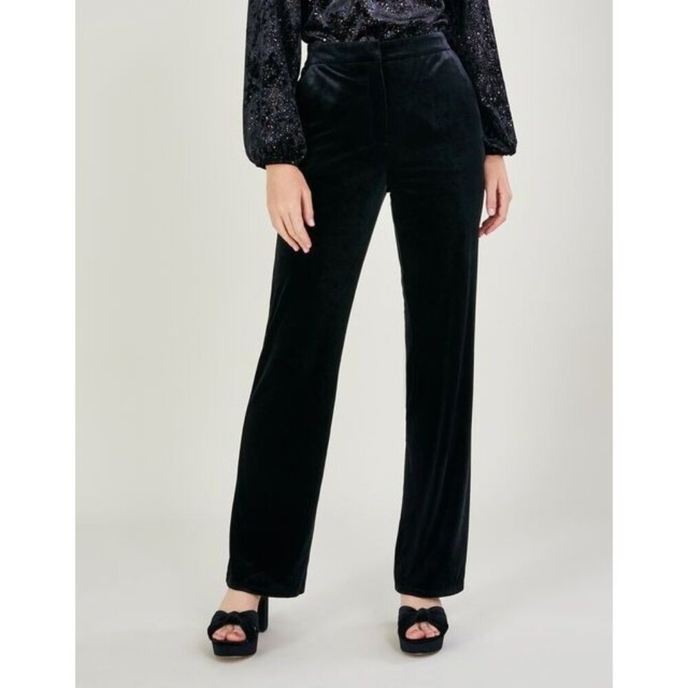 Eileen Fisher Black Velveteen Pants Straight Petite Small Women EUC Classic Casu